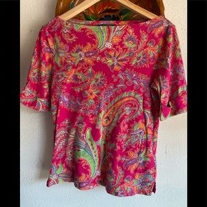 LAUREN Ralph Lauren Pink Paisley Top Size Medium
